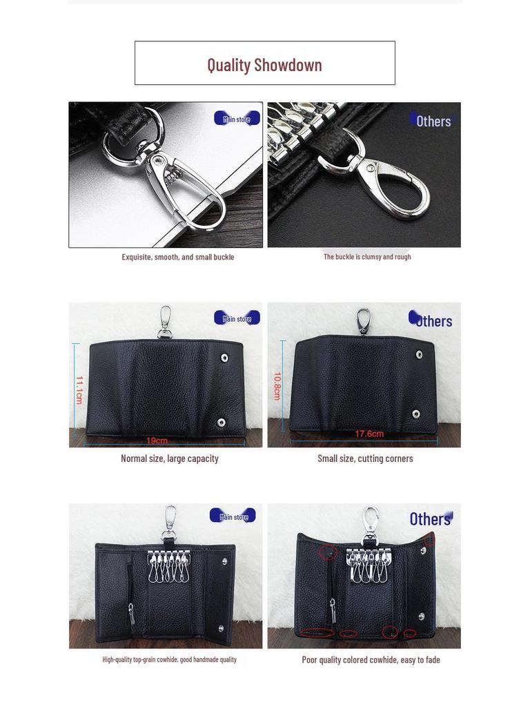 Premium Cowhide Leather Multi-functional Key Holder and Coin Wallet