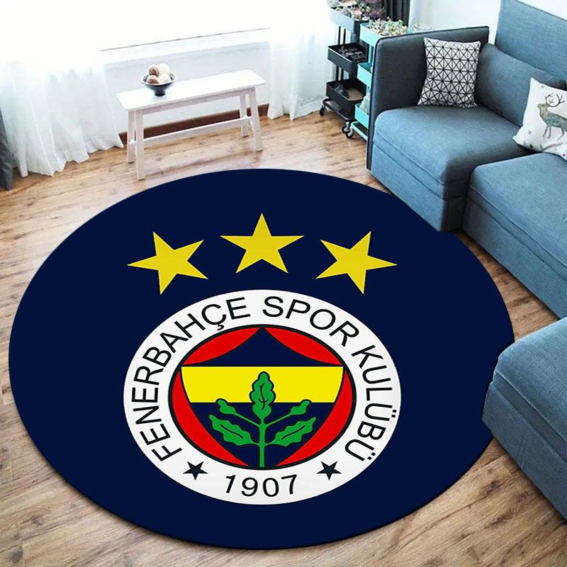Fenerbahçe Sports Club Round Area Rug,Carpet Rug for Living Room Bedroom Sofa Playroom Decor,Non-slip Floor Mat