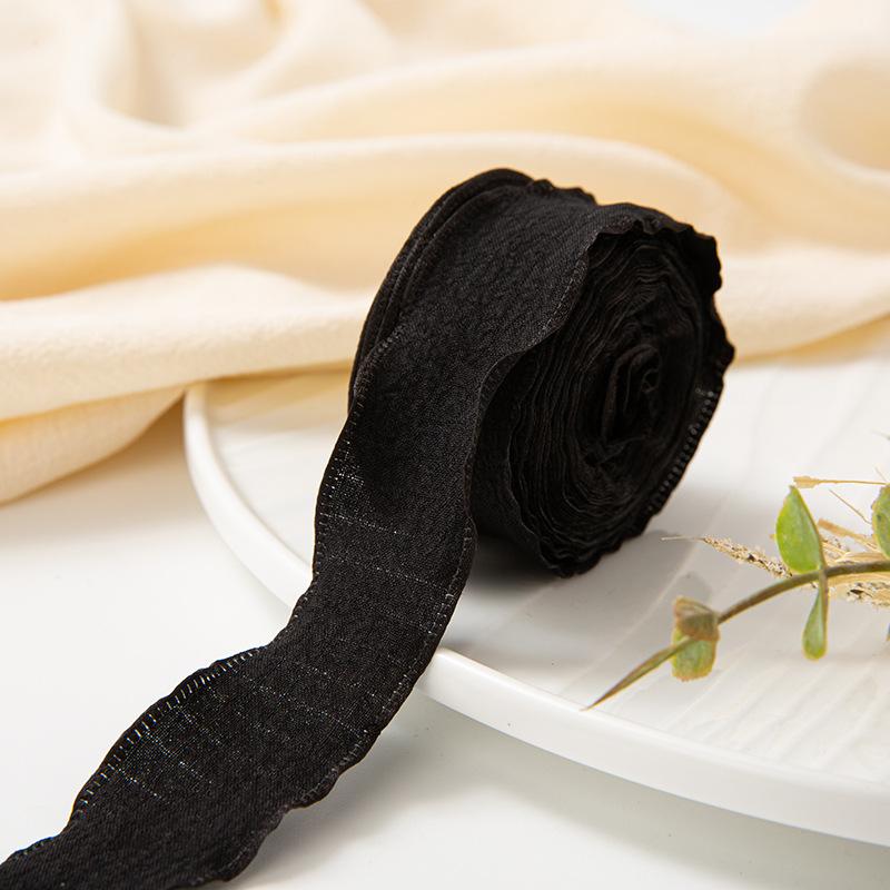 10 Yards Wrinkled Lace Edge Ribbons Flower Packing DIY Bow Hair Accessories Handmade Decoration Fabric Silk Ribbon