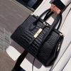 Handtasche mit Alligator-Print - stilvolle Reißverschluss-Handtasche mit zwei Griffen - perfekt für die Arbeit und das Büro