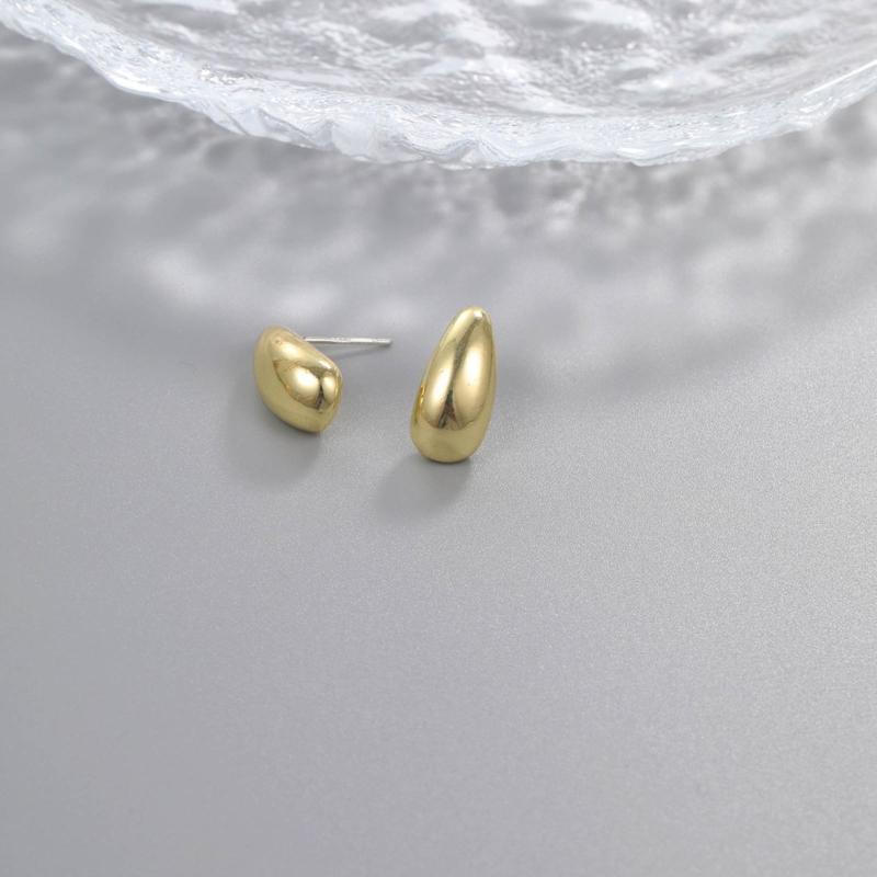 Simple Pea Shaped Alloy Silver Gold Color Drop Earrings For Women Korean Fashion Jewelry Party Girls Unusual Accessory