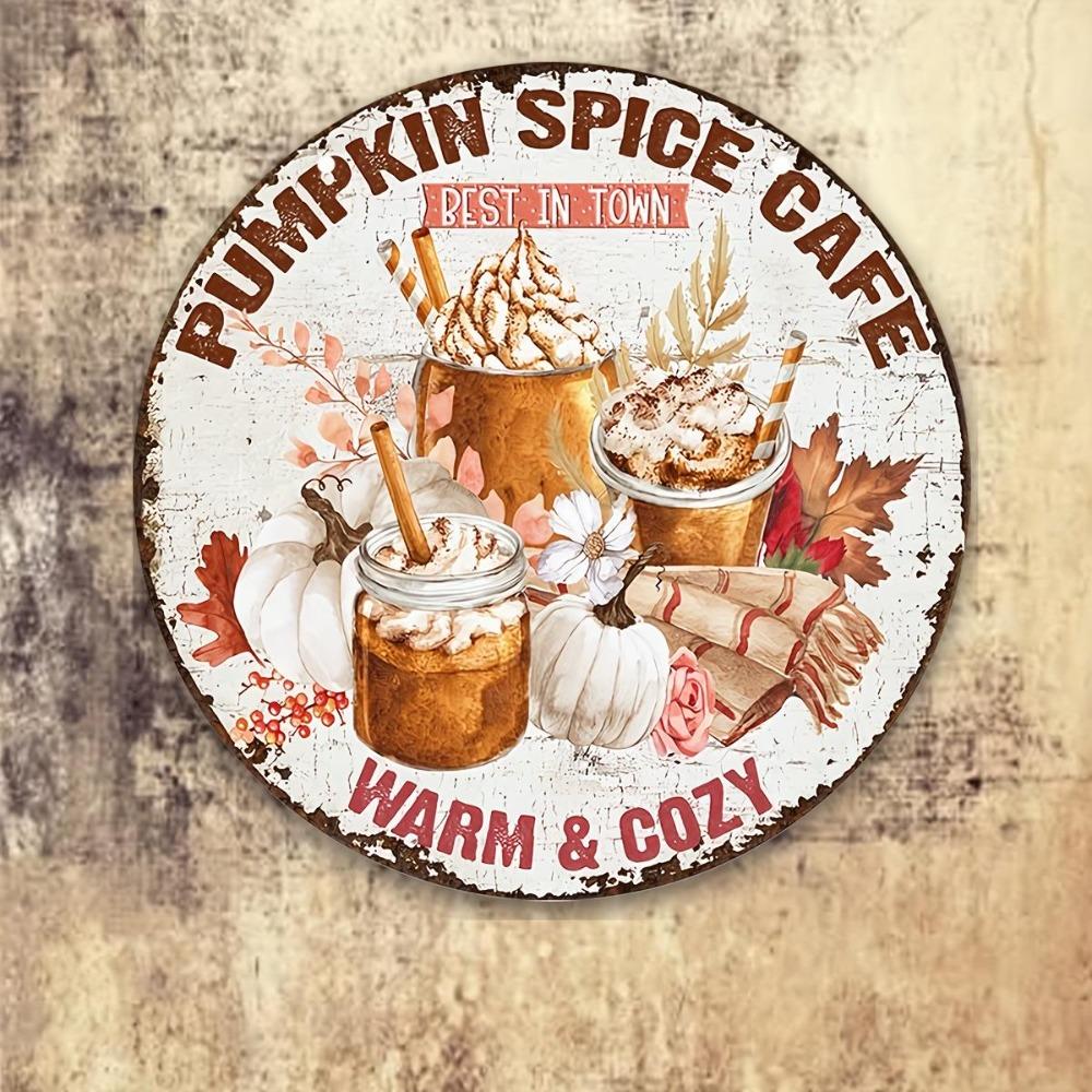 Autumn Style Pumpkin Spice Cafe Vintage Tin Sign 20x20cm