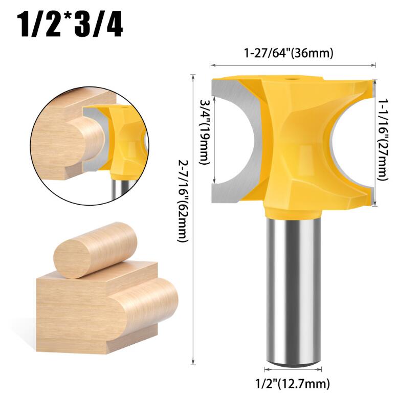 Half Round Side Cutter Bit Half Round Side Cutter Bit Woodworking Bit 1/4inch 1/2inch Shank