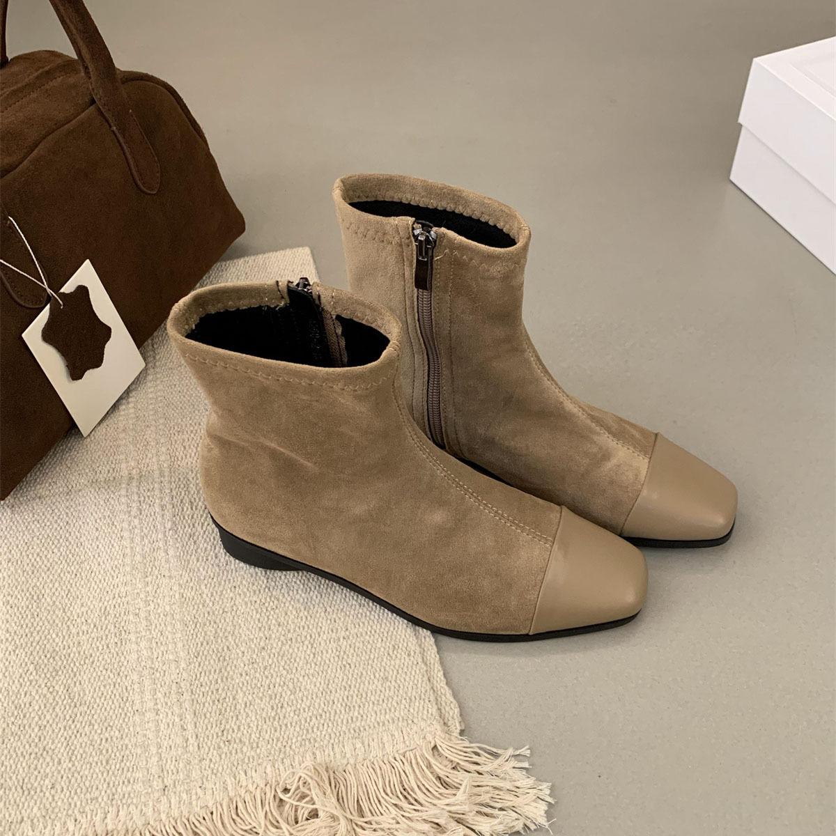 

Дизайнерские короткие сапоги эластичные сапоги 2024 осень и зима новые антибархатные сапоги с юбкой модные сапоги сращивание модные сапоги 40