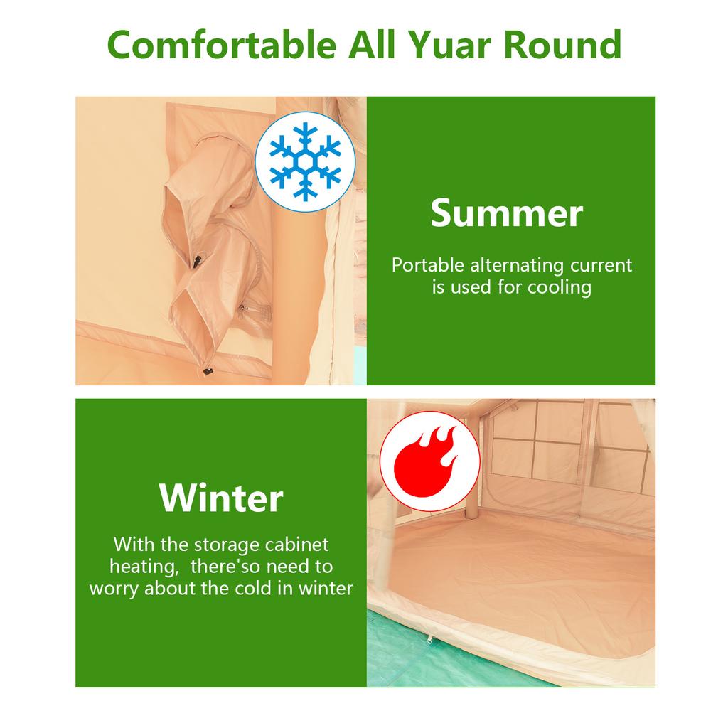 Air Glamping Tents with Pump Inflatable Camping Tent Waterproof Windproof for 4 Seasons