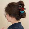 Korean Style Color Block Hair Clip for Women - Elegant, Thick Hair Shark Ornament
