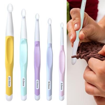 5 Stück ergonomische Häkelnadeln, große Häkelnadel für dickes Garn, 8,0 mm