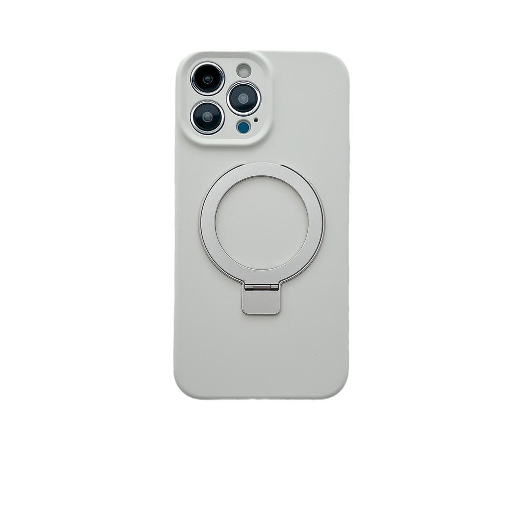 Applicable to iphone15 solid color liquid silicone mobile phone case business magnetic suction bracket mobile phone case fine hole all-inclusive case