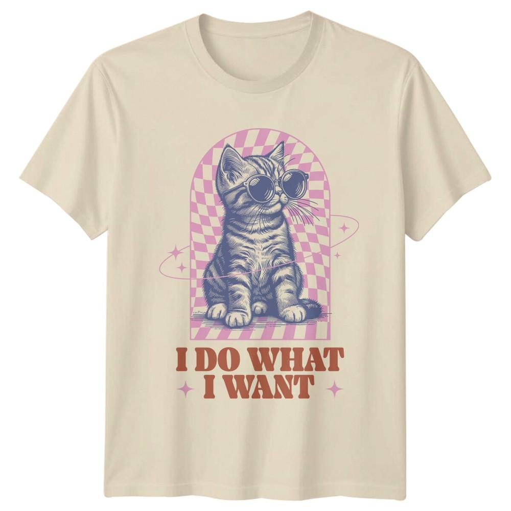 Cool Cat Sunglasses TShirt I Do What I Want Funny Kitten Graphic Tee Unisex T-Shirt L