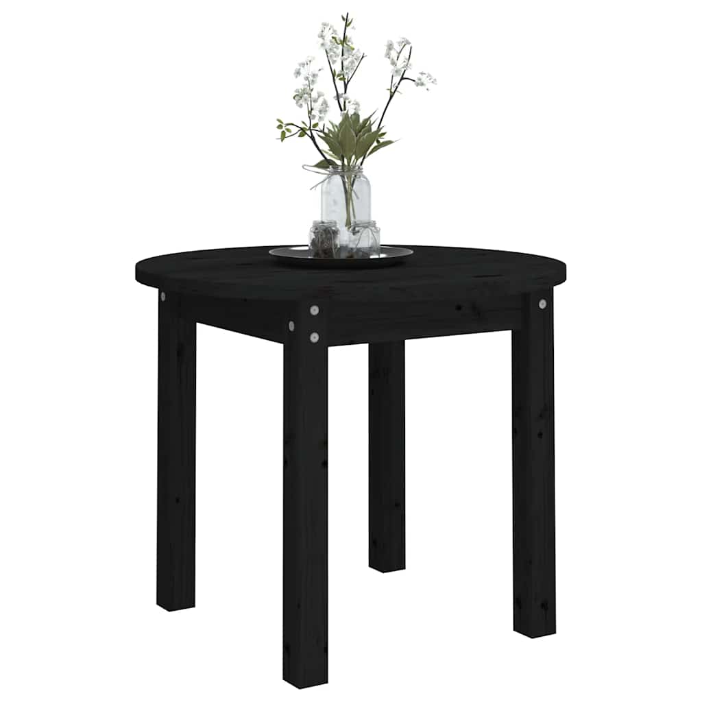 Vidaxl Stolik Kawowy, Czarny, Ø 55X45 Cm, Lite Drewno Sosnowe