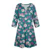 Women's Fashionable V-Neck Button Seven Part Cuff Pocket Floral Dress
