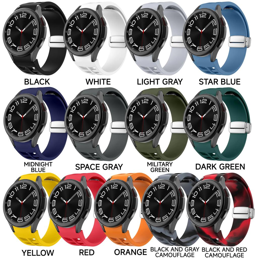 Sport Silikonarmband för Samsung Galaxy Watch 7 6 4 44mm 40mm Magnetiskt Knapparmband för Galaxy Watch 6 Classic 43 47mm watch 5 Pro 45mm Armband