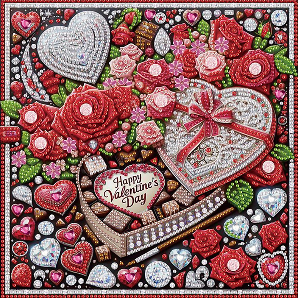 5D DIY Partial Special Shaped Drill Diamond Painting Kit Love Heart Decor30x30cm