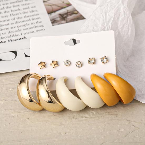 1 Set Hoop Earrings C Shape Simple Acrylic Geometry Dangle Earrings