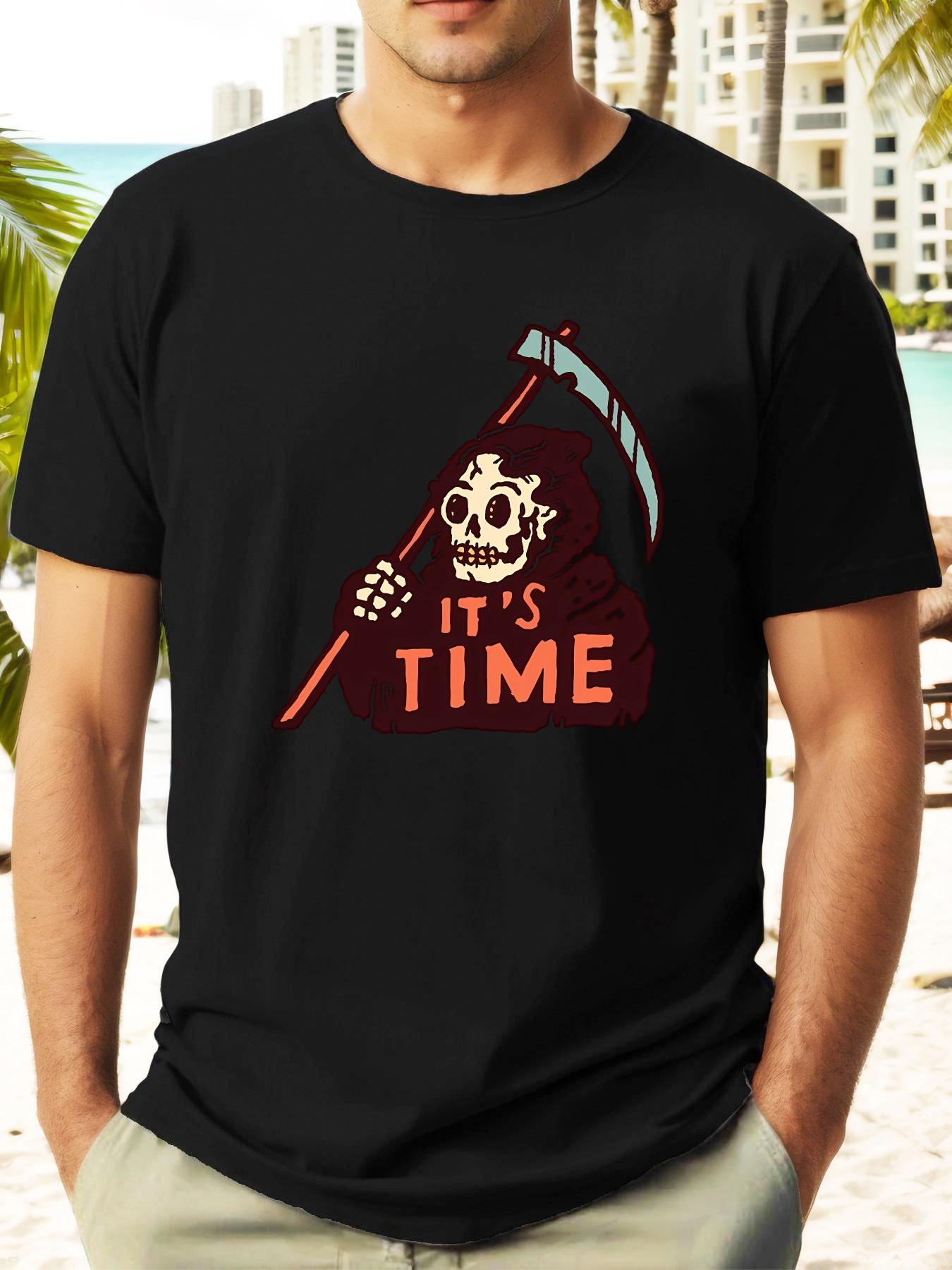 Skull & Scythe Graphic T-shirt - It S Time Design L