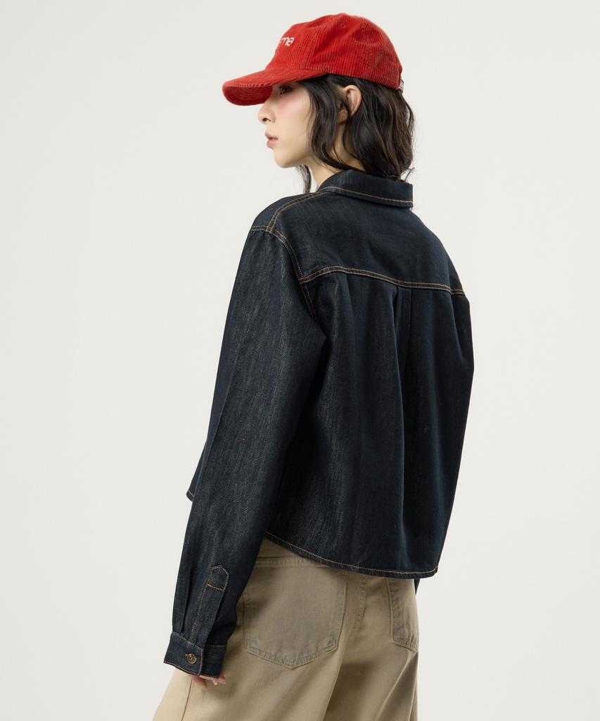UNKNOWN PLANET Pocket Crop Denim Shirt Indigo