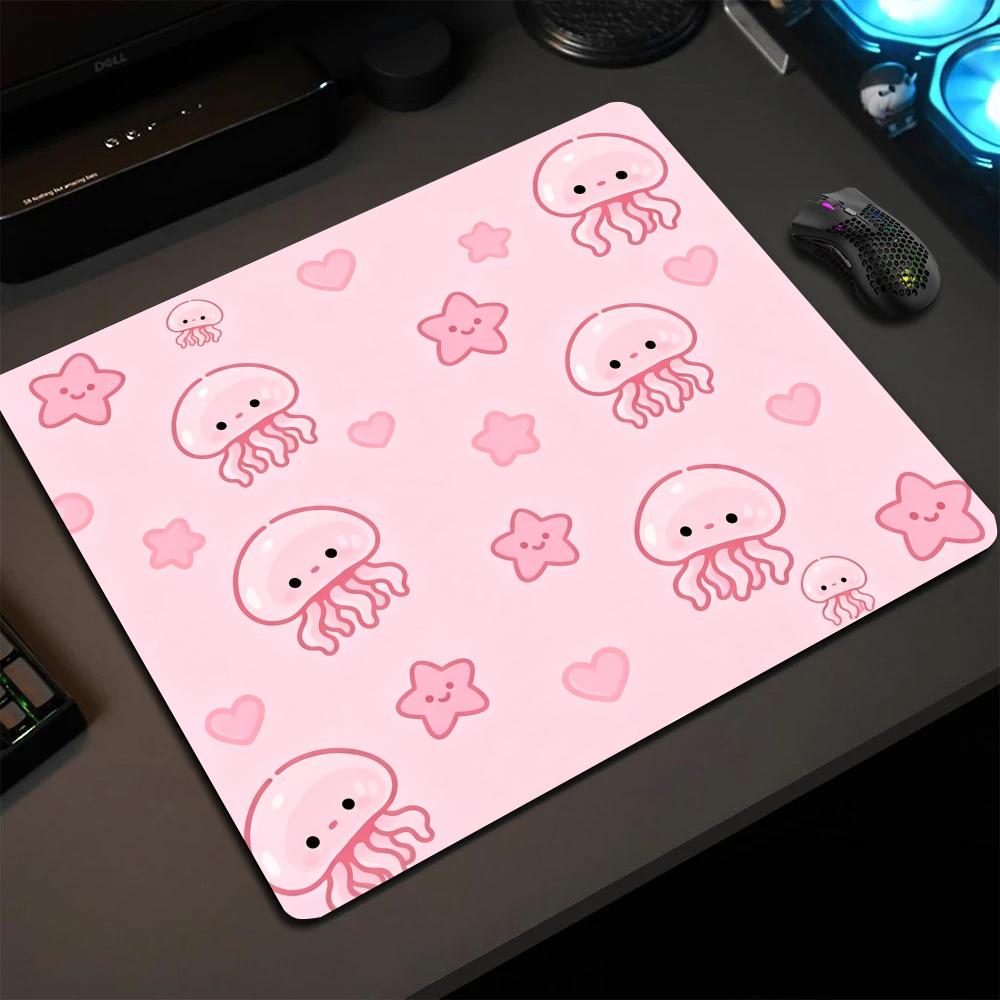 Cute Jellyfish Purple Gradient Mouse Pad Kawaii Sea Jelly Desk Mat Glitter Bubble Aesthetic Gaming Mouse Pad Decor Keyboard Mat