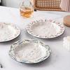 Creative Relief Flower Ceramic Plates Light Luxury Restaurant Pasta Dessert Plate Delicious Dishes Dining Plate Unique Tableware