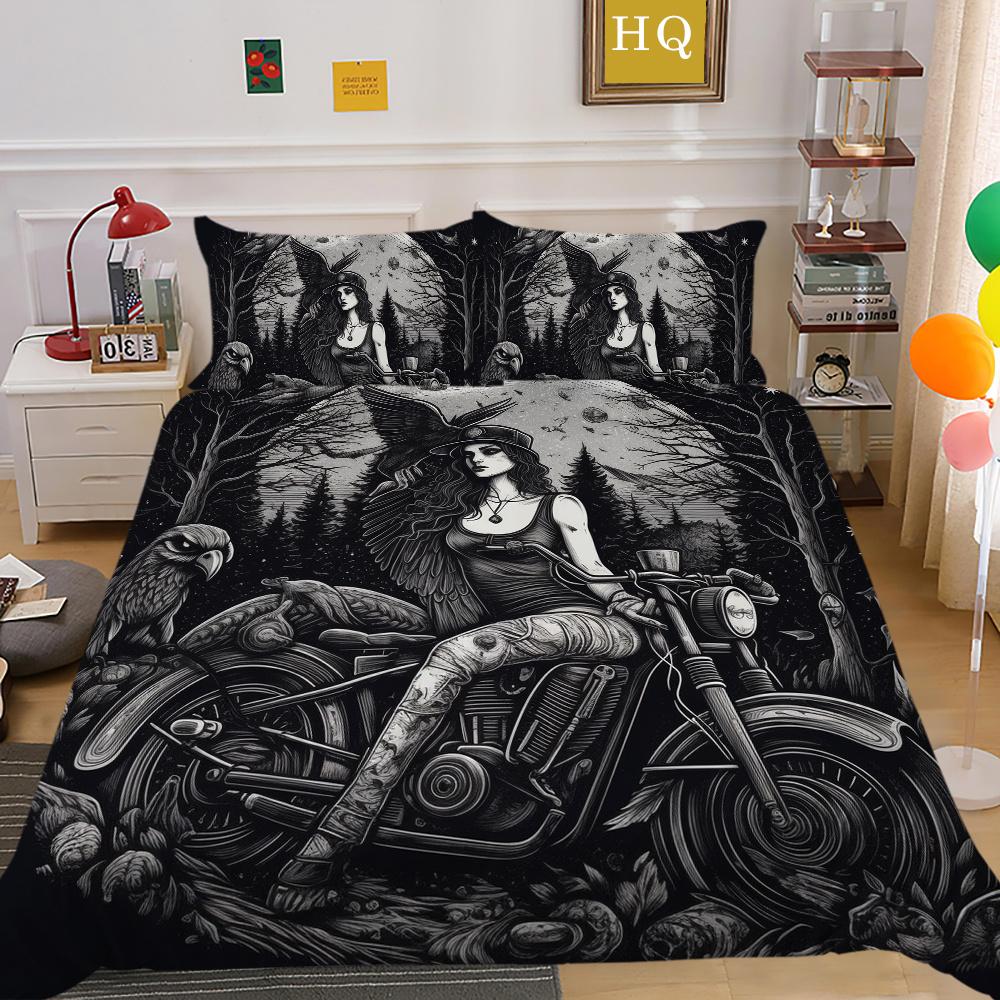 Krásný povlak na lůžkoviny s potiskem lebky Dvojitá velikost Mikrovlákno Ložní prádlo Teen Cool Módní Dekorace ložnice