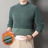 Men's Thick Plush High Neck Sweater - Pure Color Knit for Winter Warmth