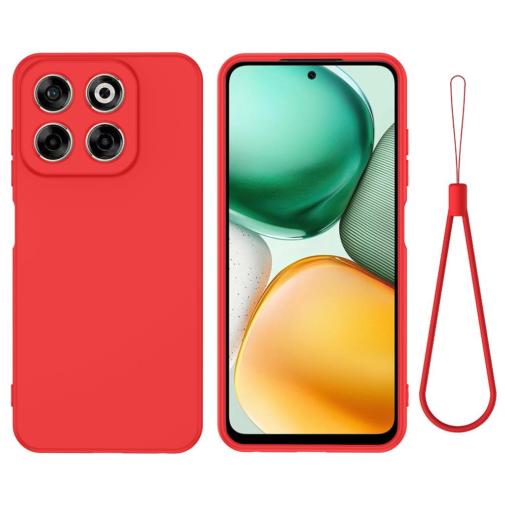 For ZTE Blade V70 Case Drop Proof Liquid Silicone Soft Lining Back Phone Cover with Hand Strap