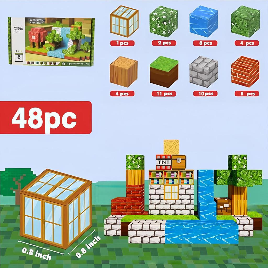 My Magnetic Block World: Primeval Forest Series Educational Building Cubes for Children
