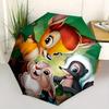 Bambi Thumper Skunk Cartoon Umbrella, Portable 3-Fold Compact Umbrella, Suitable for Camping, Hiking and Travel, Ideal Easter Birthday Gift