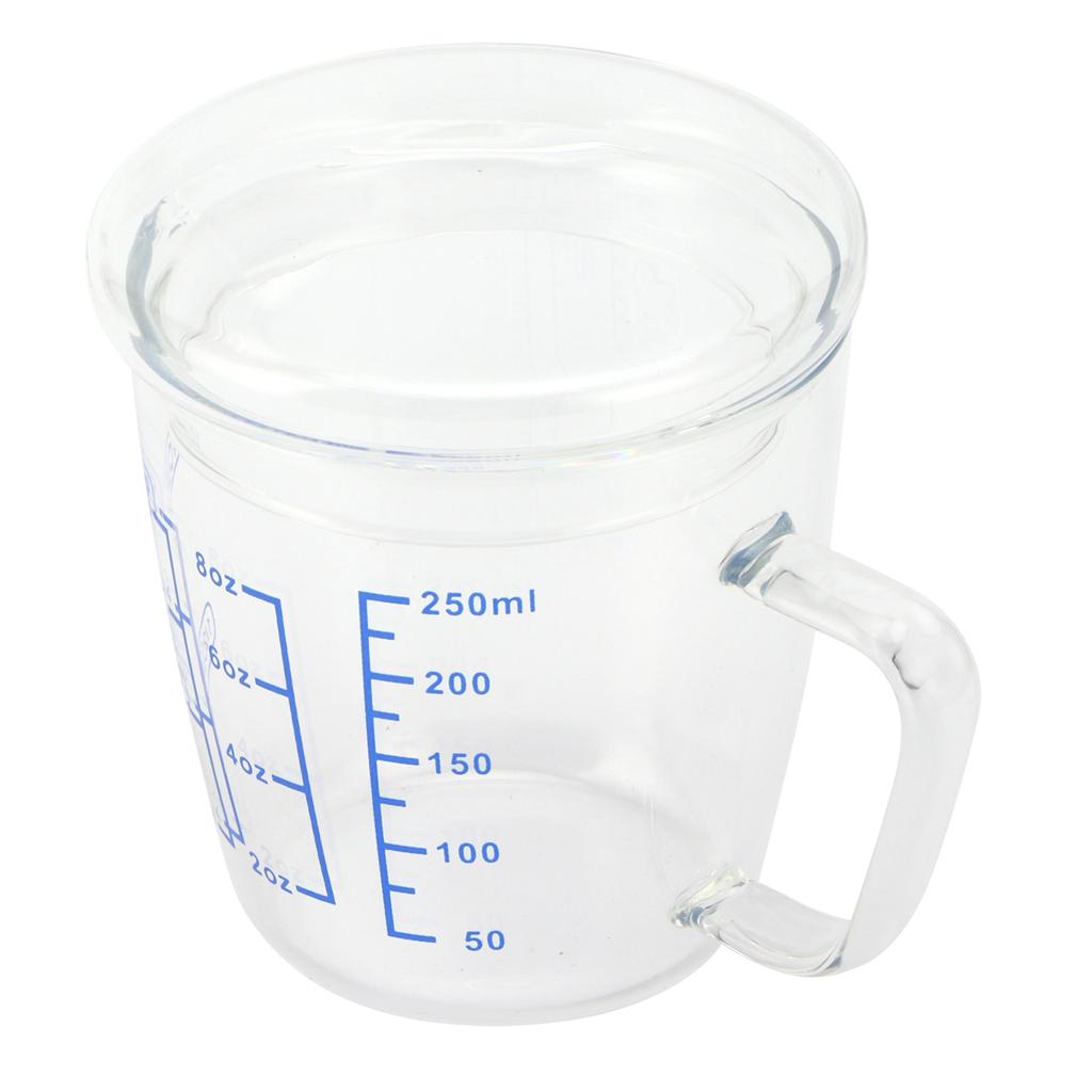 Hitzebeständiger Messbecher aus Glas, Milchwaage, Messbecher mit Deckel, Küchenutensil(250ml )