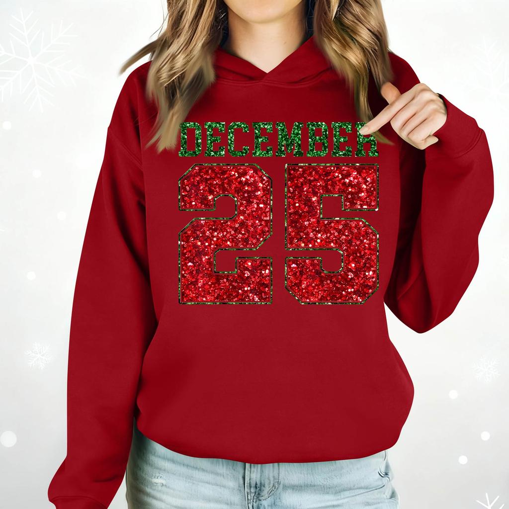 Ladies Fashion Casual Long Sleeve Printed Round Neck Hoodie Pullover Top