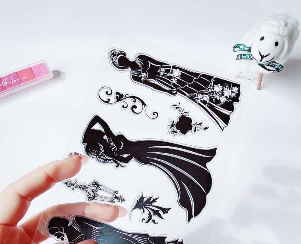 seimeinoki Clear Set of European Retro Transparent Silicone Stamps with English and Drink Reusable for Planner Letter Handmade DIY and Embossing