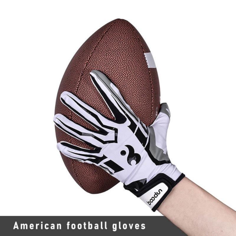 1 Pair Outdoor Rugby Gloves Full Finger Anti Slip Silicone Baseball American Football Gloves Adjustable Wristband Gloves