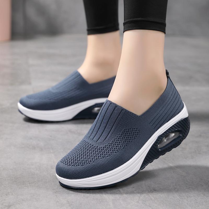 Breathable Knitted Women Sneakers Comfortable Air-cushion Casual Sports Shoes Light Non-slip Walking Jogging Shoes