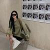 Green Loose-Fit Long Sleeve Round Neck Sweater for Women - 2023 European & American Autumn Trend
