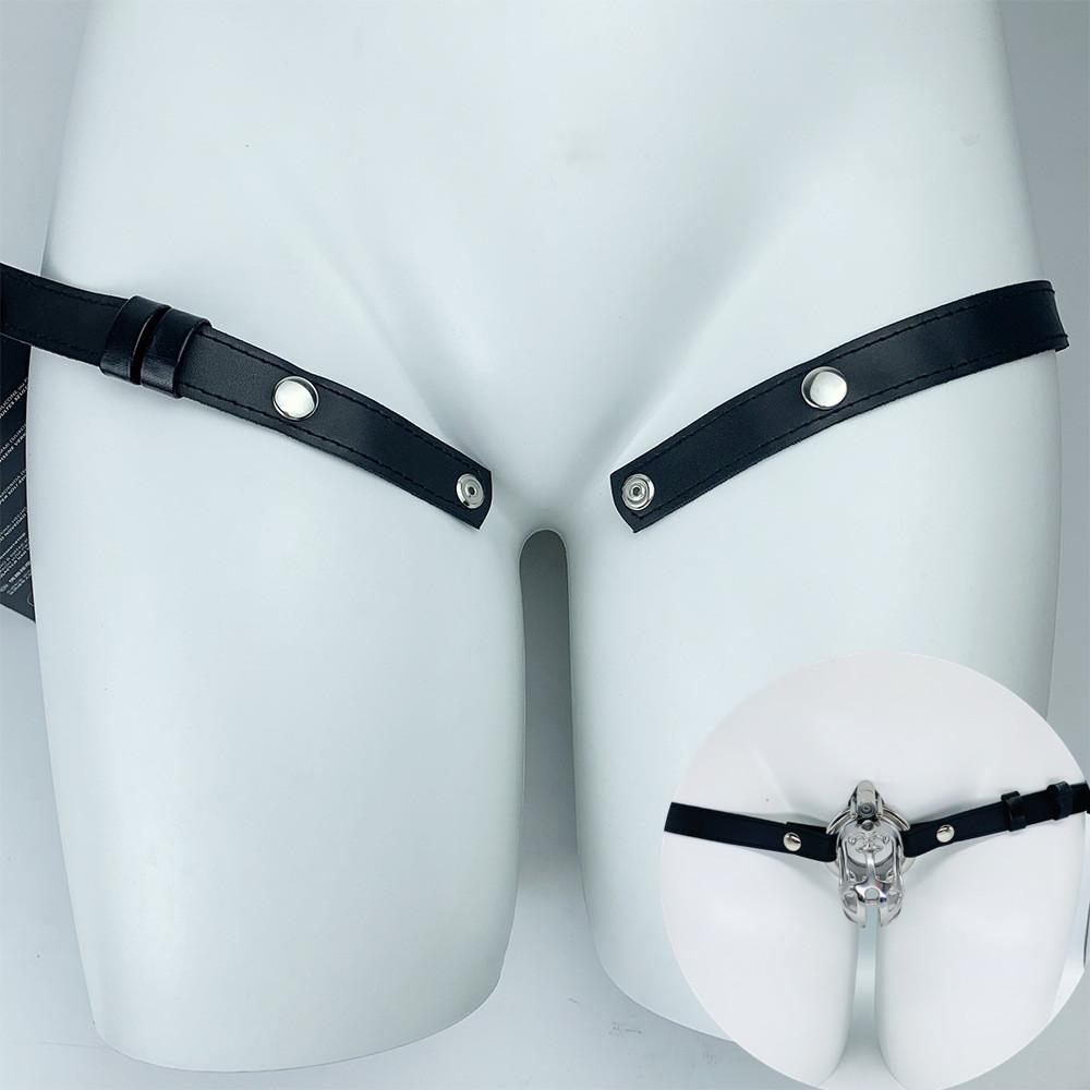 Męska klatka Chastity Anti-Off urządzenie PU skórzany pasek pomocniczy regulowana lina Cock Cage Chastity Lock akcesoria zabawki erotyczne dla dorosłych