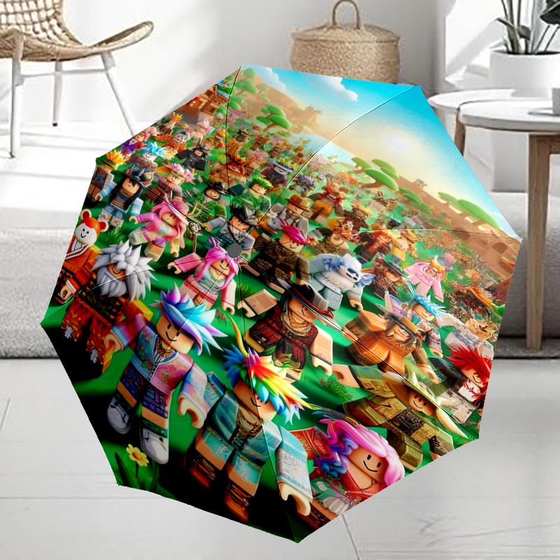 Roblox Theme Automatic Umbrella, Lightweight & Portable, 8 Rib, Perfect for Outdoor Travel, Birthdays, Christmas, Gifts.