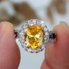 Luxury Female Big Yellow Zircon Stone Oval Engagement Rings For Women CopperColor Wedding Bands Jewelry Party Gifts