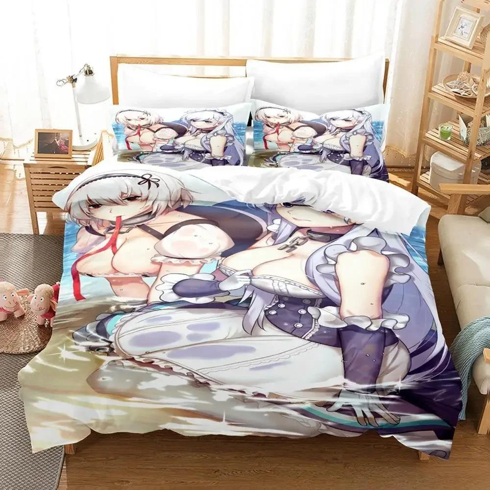 Sexy Azur Lane Sirius 3D Print Bedding Set Cartoon Anime Duvet Cover Adult Kid Bedroom Game Girl