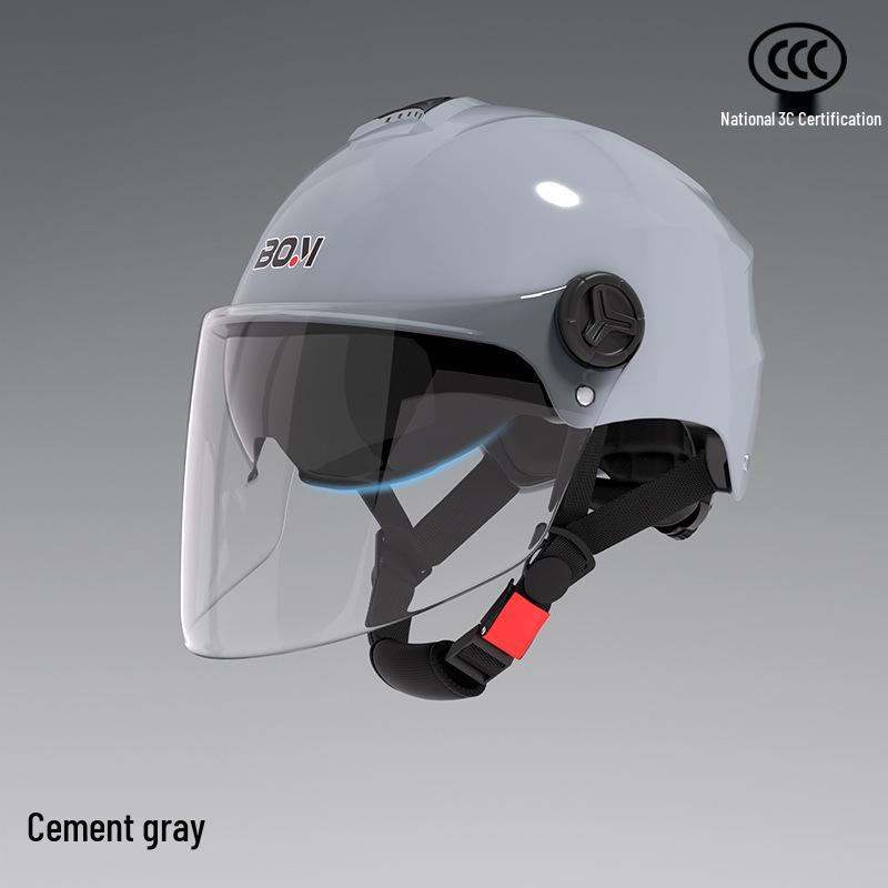 Certified Dual-Lens Electric Motorcycle Helmet for Men and Women - Summer Sun Protection Safety Half Helmet for Scooters
