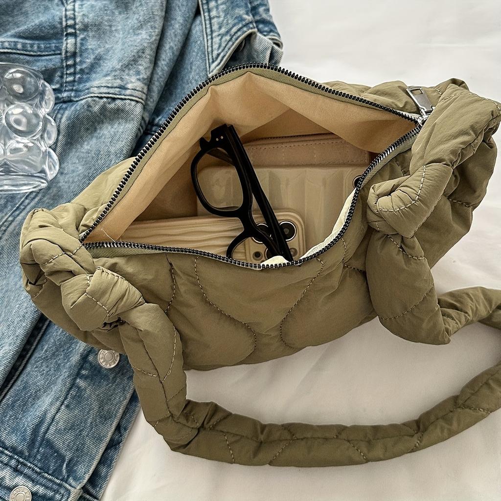 Large Capacity Women's Crossbody Bag Soft Cott-padded Jacket Bag Lightweight Waterproof Dumplings Bag For Women