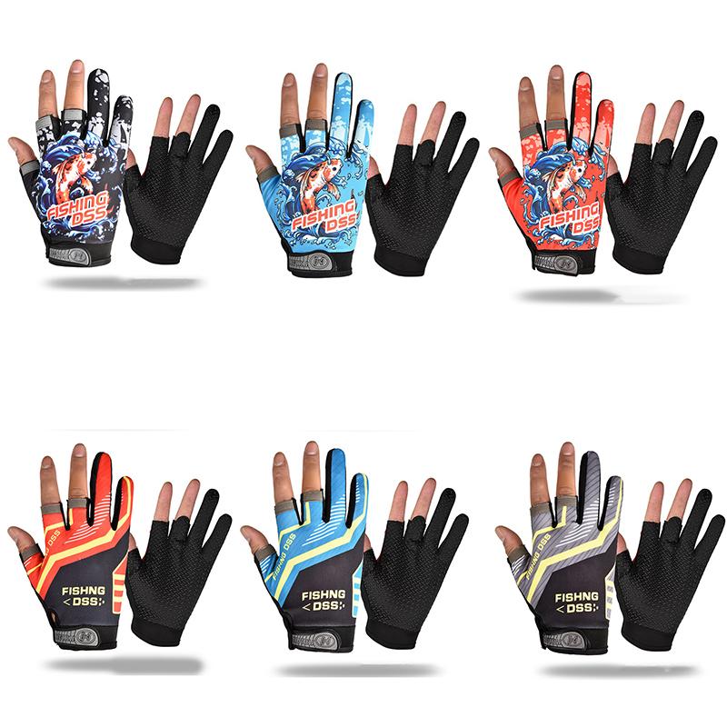 Fishing Gloves Breathable Three Fingers Elastic Summer Sunscreen Fishing Apparel Sports Anti-Slip Cycling Gloves