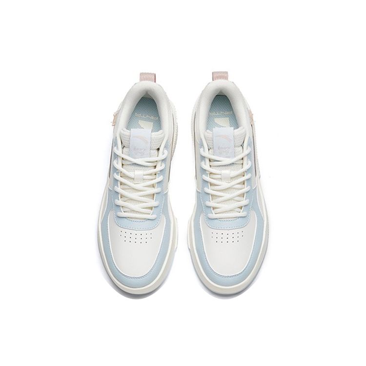 Anta Lifestyle Series Trendy Casual Slip Resistant Durable Low Top Skate Shoes Women sneaker White Blue 922228012-4