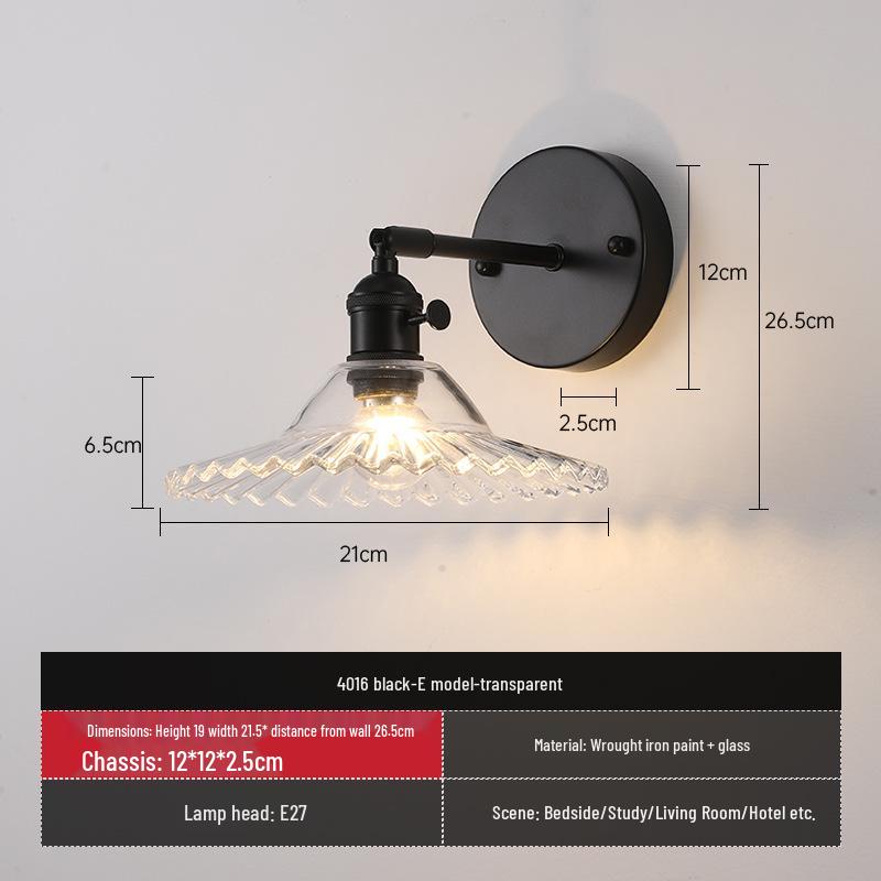 Vintage Japanische Grüne Glas Schmiedeeisen Wandleuchte - Nordische Moderne Nachttisch- & Schminktischleuchte