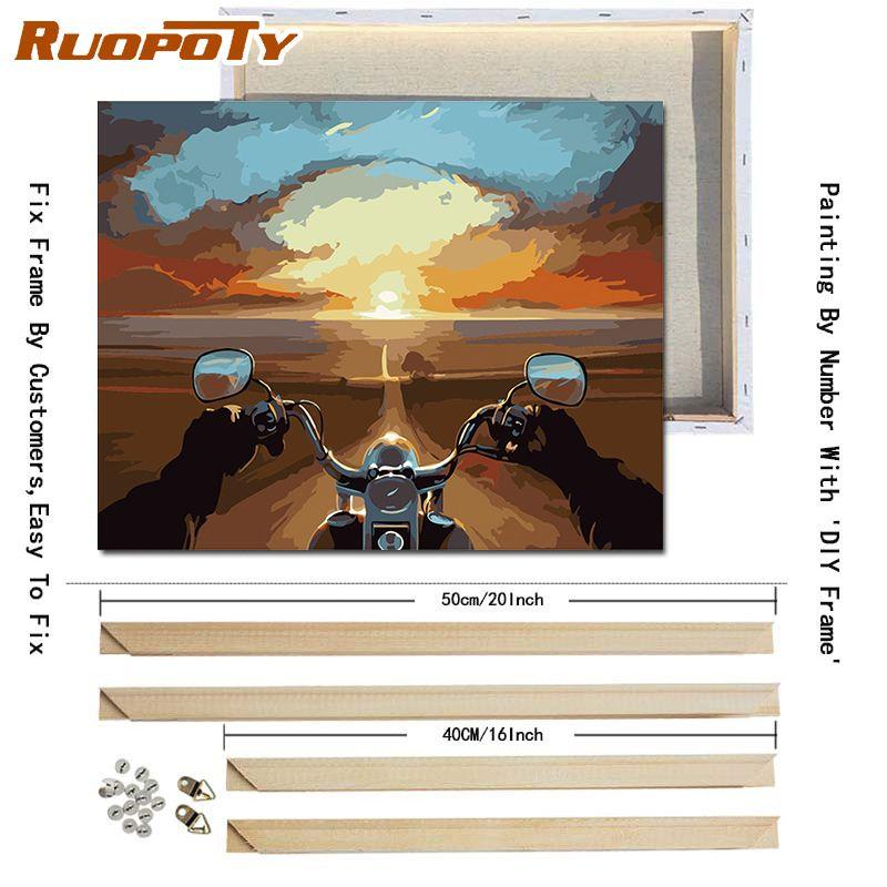 

Ruopoty закат пейзаж DIY картина по номерам комплект холст картина современная настенная живопись раскраска по номерам для хобби подарок 40x50 см с DIY рамкой