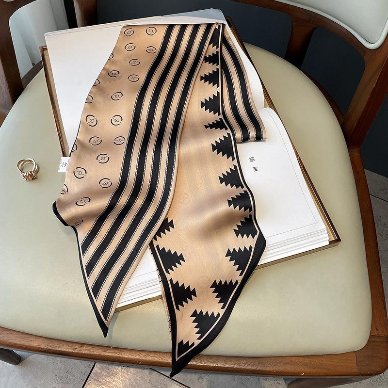 New Diamond Scarf for Women Winter Warm Scarf  Thin Narrow Long Streamer  Hairband  Tie-up Scarf  Silk Scarf