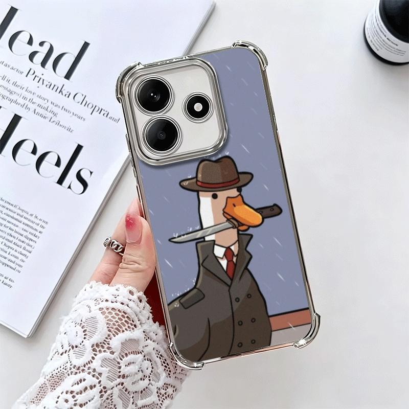 Funny Cartoon Goose Game Plating Phone Case For Xiaomi Redmi Note 14 15 Pro Plus 13 12 11 11S 11T 10 9S 9 5G Anti-Fall Airabag C