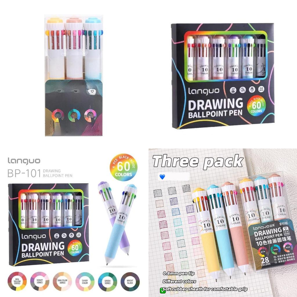 Color Pressbutton Ballpoint Pen With Sketching And Drawing For Students