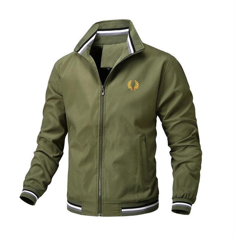 Herren Stickerei Weizen Stehkragen Baseballjacke - Große Größen Lässige Mode für Frühling und Herbst