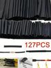 127Pcs/lot Black Heat Shrink Sleeving Set Thermoresistant Tube Shrink Wrapping  Wire Cable Polyolefin Wrap Tubing