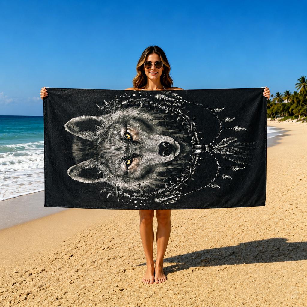 1 Simple And Stylish Animal-Themed Beach Towel, Made Of Microfiber, Quick-Drying And Water-Absorbent, Large Size Beach Towel