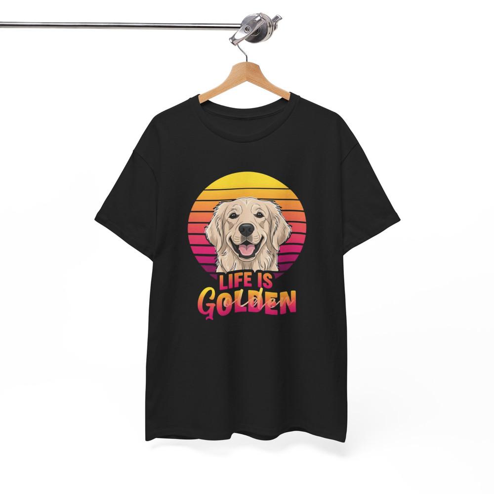 

Life Is Golden T Shirt Golden Retriever Dog Puppies Pet Unisex T-shirt 4XL
